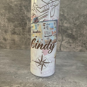 Travel tumbler, adventure tumbler, girly travel tumbler personalized