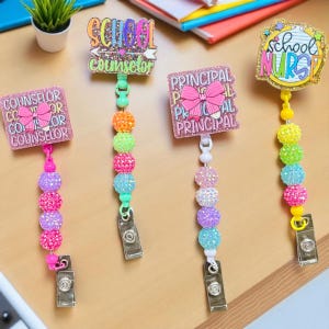 School badge reel, counselor, nurse, principal badge reels, assistant principal badge reels, back to school badge reels