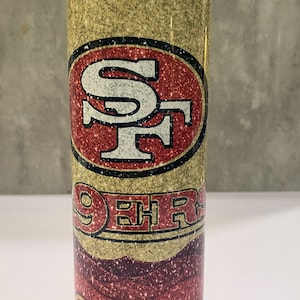 Gold and red football tumbler personalized, 49ers tumbler personalized