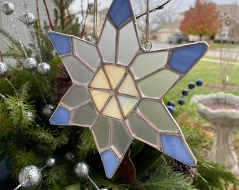 6 x 7 Alivagar Stained Glass Holiday Decor Suncatcher Ocean Snowflake Ornament