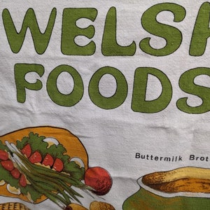 60s | Welsh Foods Tea Towel | Vintage Kitchen