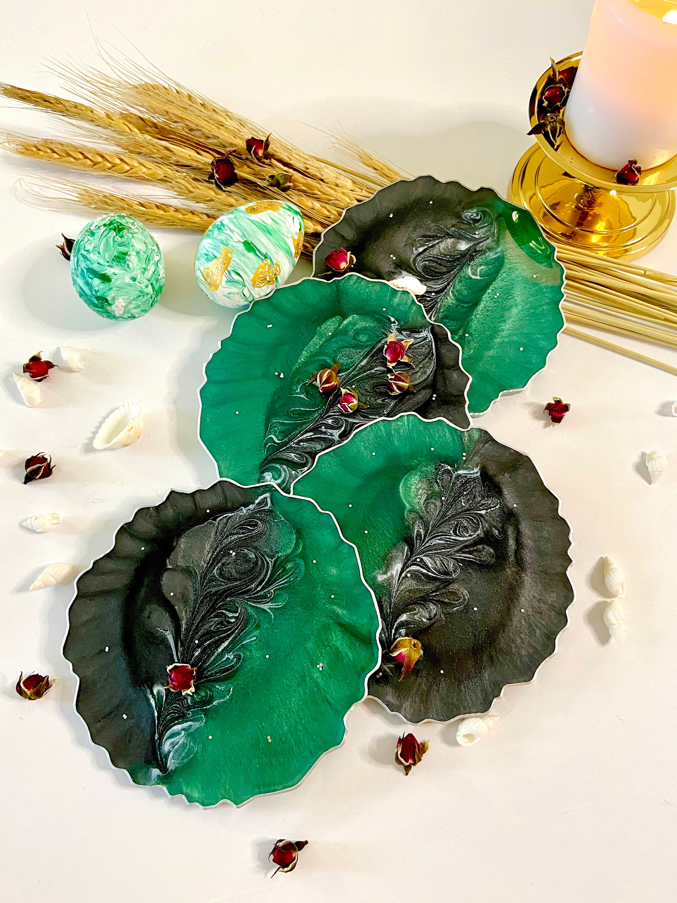 Coasters Set Drink Coasters Elegant Stylish Epoxy Coasters Etsy