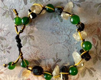 Gemstone bracelet. Black tourmaline, citrine, and aventurine.