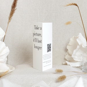 Wedding QR Photo Prompt Signage Unassembled - To Use With Wedding Camera Apps - Wedding Stationery