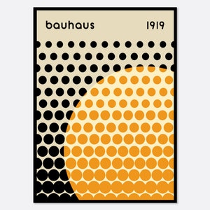 Impressão Bauhaus, pôster Bauhaus, design Bauhaus, estampas geométricas, impressão de arte abstrata em círculos, pôster de exposição Bauhaus, arte de meados do século BH43
