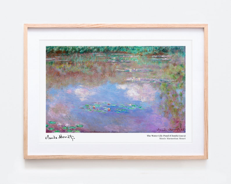 Monet the Water Lily Pond Clouds Vintage Exhibition Poster Art Print ...