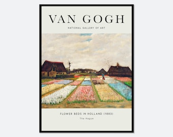 Van Gogh Flower Beds in Holland 1883 Bulb Fields Painting Art Print | Colorful Print, Van Gogh Print, Van Gogh Art, Exhibition Poster #V3