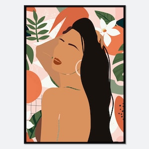 Boho Modern Eclectic Girl with Plants Art Print | Boho Wall Decor, Colorful Art Print, Eclectic Fashion Art, Fashion Illustration #FA21