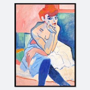 André Derain Woman in a Chemise 1906 Painting Art Print, Retro Andre Derain Vintage Museum Poster, Colorful Fauvism Portrait Wall Art AD01