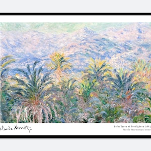 Impresión artística de la exposición &quot;Palmeras de Monet en Bordighera, 1884&quot; (impresiones de Claude Monet, póster de Monet, pintura de Monet, arte famoso n.° N48A)