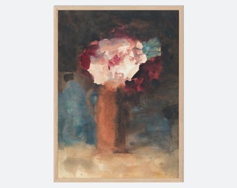 Hercules Brabazon Brabazon Roses Fine Art Print, Floral Watercolor Poster, Vintage Flower Painting, Dark Botanical Decor Still Life Wall Art