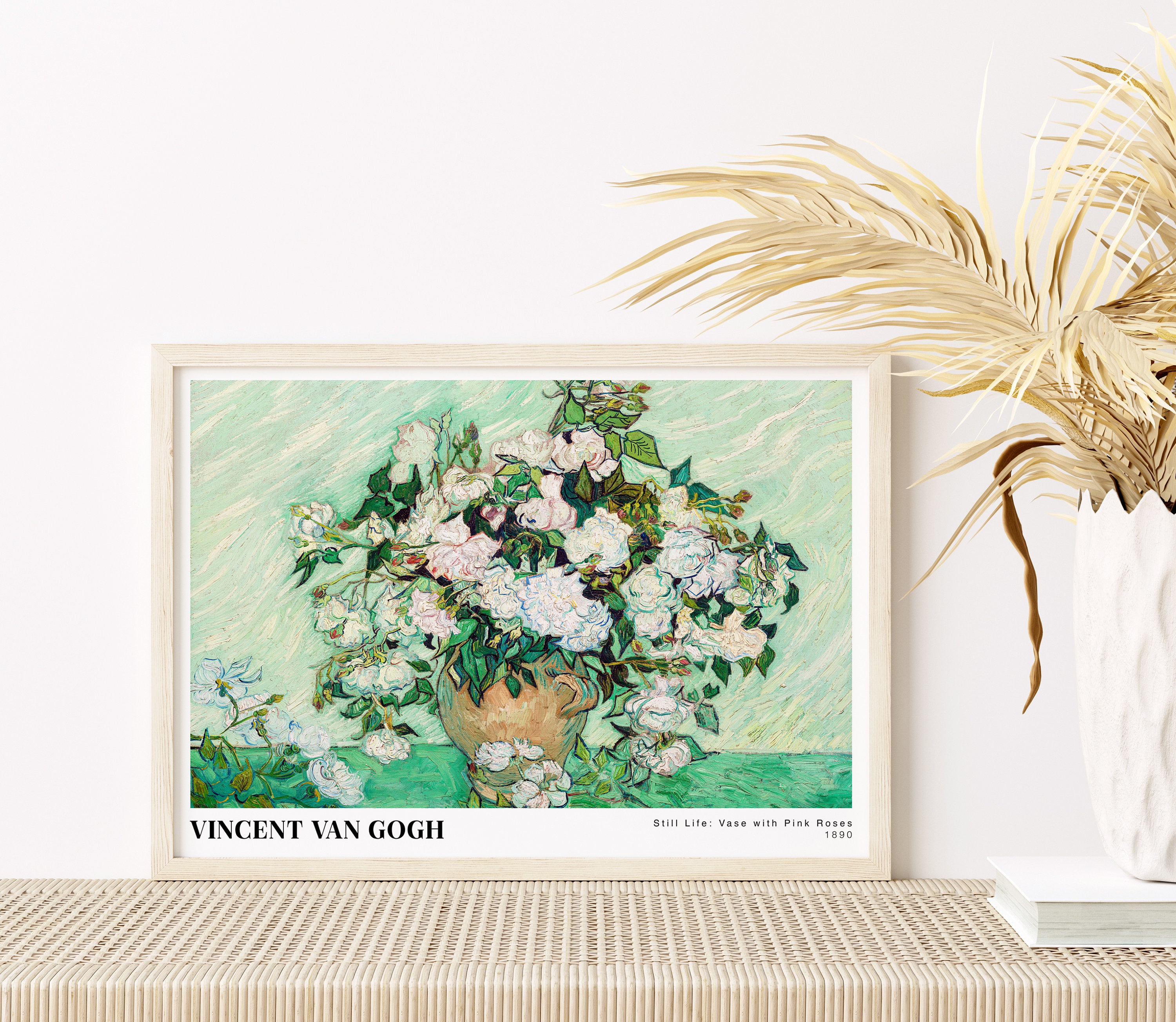 ゴッホの静物画：ピンクのバラが入った花瓶 1890年 ヴィンテージ展