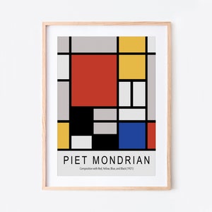 Piet Mondrian Remaster Composition Red Yellow Blue Black Abstract Wall ...