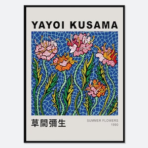 Yayoi Kusama Summer Flowers 1990 Art Print | Yayoi Kusama 草間彌生 Abstract Floral Exhibition Poster, Modern Japanese Poster, Japani Art#YY34