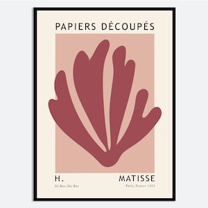 Henri Matisse Cut Outs Vintage Abstract Wall Art Print | Matisse Colorful Poster, Berggruen Cie, Papiers Decoupes, Maroon Botanical Art M160