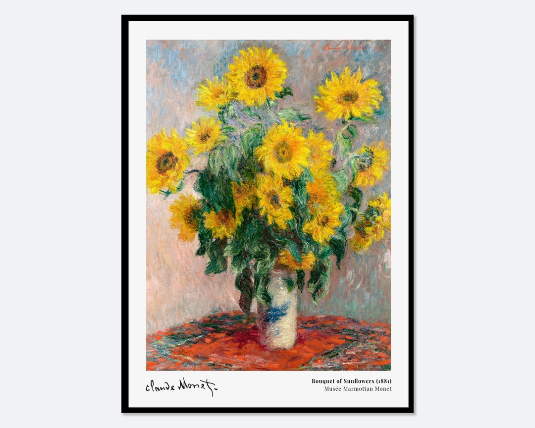 Claude Bouquet of Sunflowers 1881 Vintage Exhibition Etsy