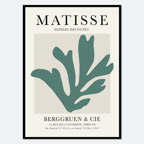 Henri Matisse Cut-Outs Vintage Poster Art Print |  Matisse Print, Matisse Poster,Papiers Decoupes, Botanical Art, Berggruen and Cie #M76