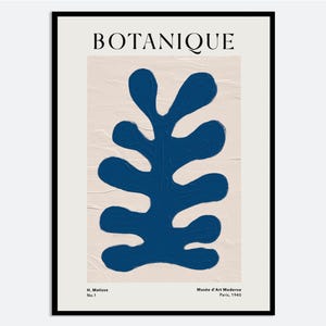 Henri Matisse Cut Outs Vintage Abstract Wall Art Print | Colorful Matisse Botanique Poster, Papiers Decoupes, Blue Beige Botanical Art M161