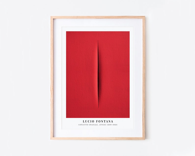 Lucio Fontana Red Cuts Exhibition Poster Concetto Spaziale Spatialism Colorful Art Print Lucio Fontana Print, Lucio Fontana Painting LF03 image 3