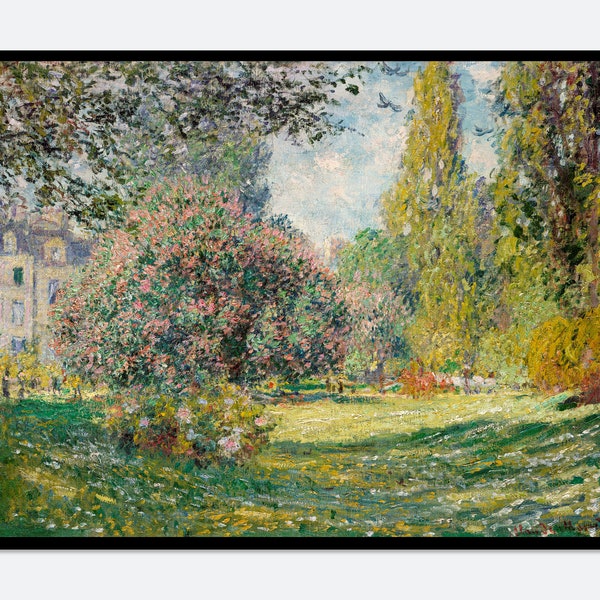 Paysage de Monet Le Parc Monceau 1876 affiche d'exposition vintage Impression d'art | Impression de Claude Monet, affiche de Monet, peinture de Monet, oeuvre d'art célèbre N36B