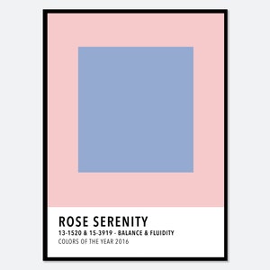 Rozenkwarts roze sereniteit babyblauwe kleur geïnspireerde kleurrijke kunstprint | Kleurenpaletafdruk, kleurenblokafdruk, kleur van het jaar 2016 #CC25