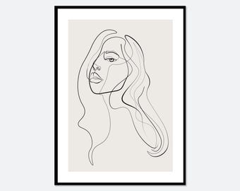 One Line Modern Girl Silhouette Line Art Print | Single Line Figure Drawing Art Print, Minimalist Line Art, Woman Line Art, Boho Art #LA31