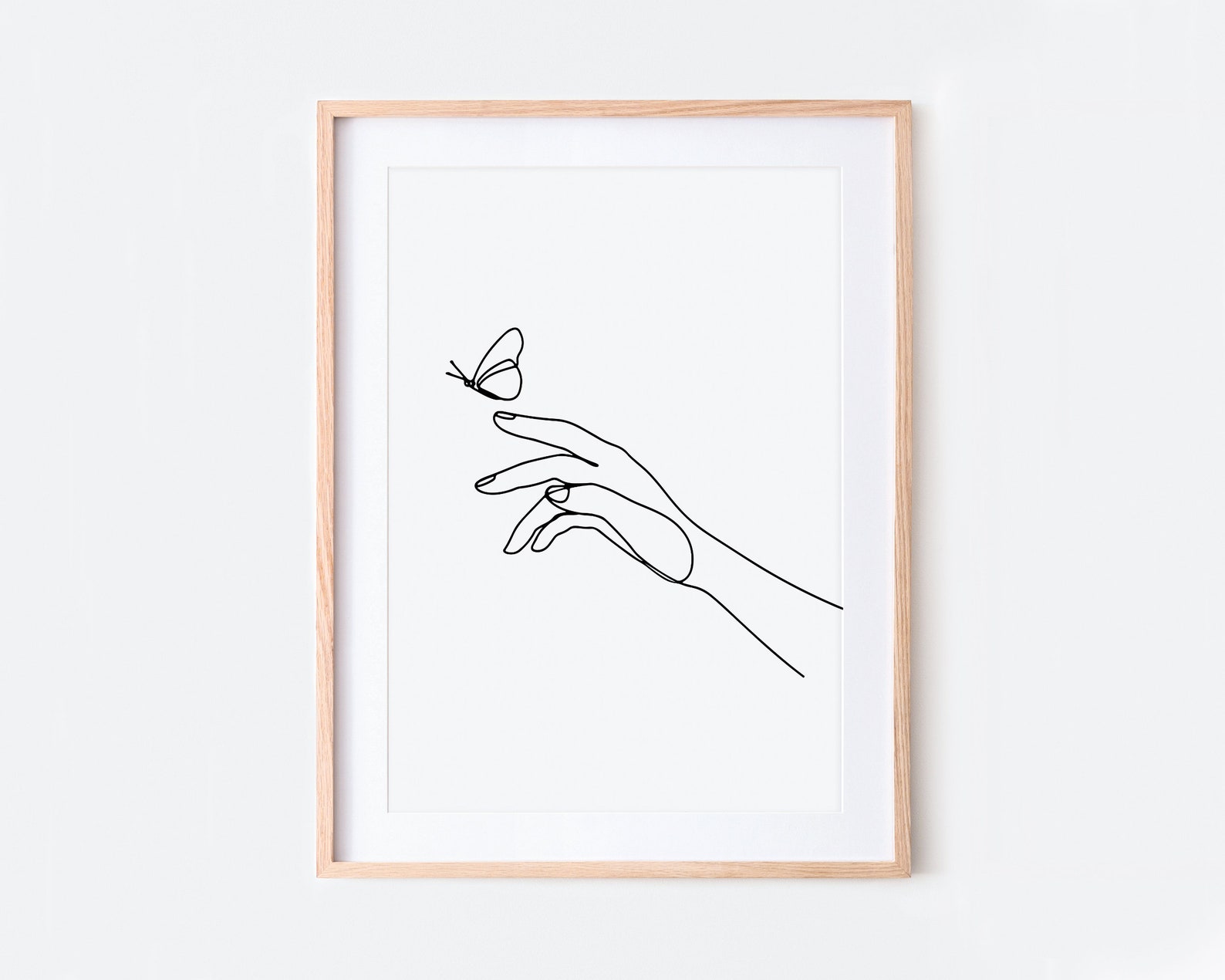 One Line Hand With Butterfly Art Print Single Line Drawing | Etsy