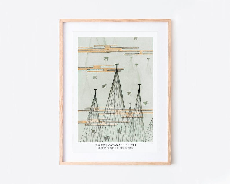 Watanabe Seitei Skyscape with Birds Flying Bijutsu Sekai Vintage Japanese Woodblock Art Print | Japanese Art, Japanese Poster 渡辺省亭美術世界 JP20 image 3