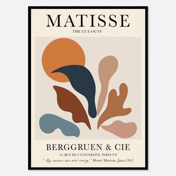 Henri Matisse Cut-Outs Vintage Exhibition Poster Art Print | Botanical Plants Leaves, Berggruen Cie, Boho Wall Decor, Papiers Decoupes #M07