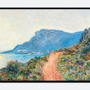 Monet The Corniche near Monaco Vintage Exhibition Poster Art Print | Claude Monet Print, Monet Poster, Monet Painting, Famous Art #N38B