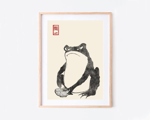 Japanese Frog Matsumoto Hoji Toad Woodblock Art Print | Japanese