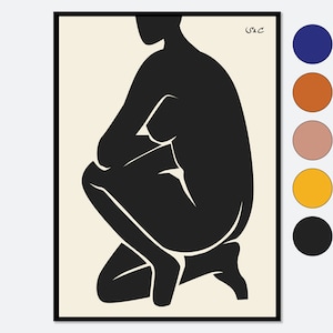 Henri Matisse Nu Bleu Inspired Abstract Woman Body Figure Poster Fine Art Print | Fauvism Filled Line Wall Art, Large Size Shipped #WP03