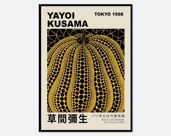 Yayoi Kusama Yellow Dots Pumpkin Poster Art Print | Yayoi Kusama 草間彌生 Abstract Exhibition Poster, Modern Japanese Poster, Japani Art #YY12