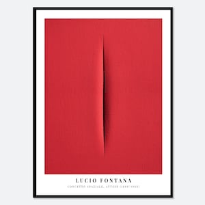Lucio Fontana Red Cut Exhibition Poster Concetto Spaziale Spatialism Colorful Art Print Lucio Fontana Print, Lucio Fontana Painting LF01 image 1