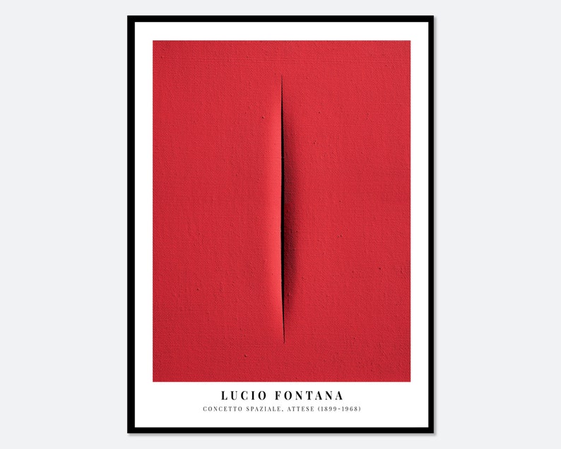 Lucio Fontana Red Cut Exhibition Poster Concetto Spaziale Spatialism Colorful Art Print Lucio Fontana Print, Lucio Fontana Painting LF01 image 1