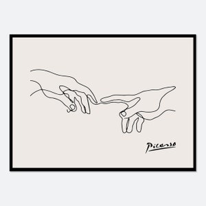 Pablo Picasso Holding Hands One Line Art Drawing Print | Museum Exhibition Vintage Poster, Minimalist Picasso Love, Signed Lithograph #PP44