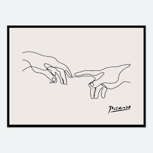 Pablo Picasso Holding Hands One Line Art Drawing Print | Museum Exhibition Vintage Poster, Minimalist Picasso Love, Signed Lithograph Wall Art