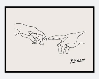 Pablo Picasso Holding Hands One Line Art Drawing Print | Museum Exhibition Vintage Poster, Minimalist Picasso Love, Signed Lithograph #PP44