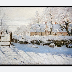 Monet The Magpie Snow Landscape Vintage Exhibition Poster Art Print | Claude Monet Print, Monet Poster, Monet Painting, Famous Art #N37B
