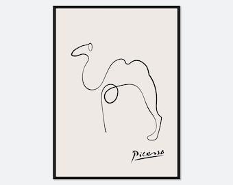 Pablo Picasso Camel Sketch Line Drawing Art Print | Esquisse le Chameau, Museum Exhibition Vintage Poster, Animal Serigraph Art #PP38