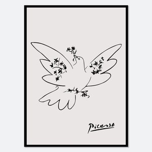 Pablo Picasso Dove of Peace 1949 Line Art Print | Museum Exhibition Vintage Poster, Single Line Minimalist Print, Signed Lithograph #PP26