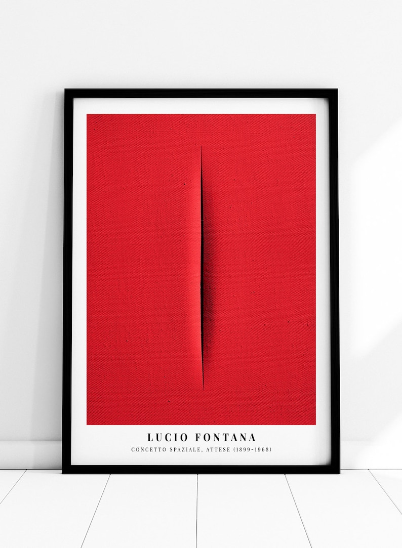 Lucio Fontana Red Cuts Exhibition Poster Concetto Spaziale Spatialism Colorful Art Print Lucio Fontana Print, Lucio Fontana Painting LF03 image 10