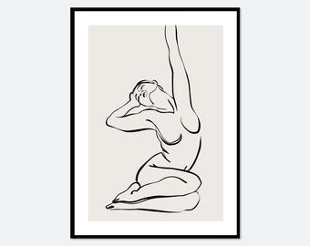 One Line Modern Girl Silhouette Line Art Print | Single Line Figure Drawing Art Print, Minimalist Line Art, Woman Line Art, Boho Art #LA26
