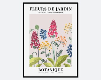 Blumenmarkt Fleurs De Jardin Botanischer Kunstdruck | Frühlingsblumen Druck, Frühling Blumen Kunstdruck, Blumen Druck, Wildblumen Druck #FM52