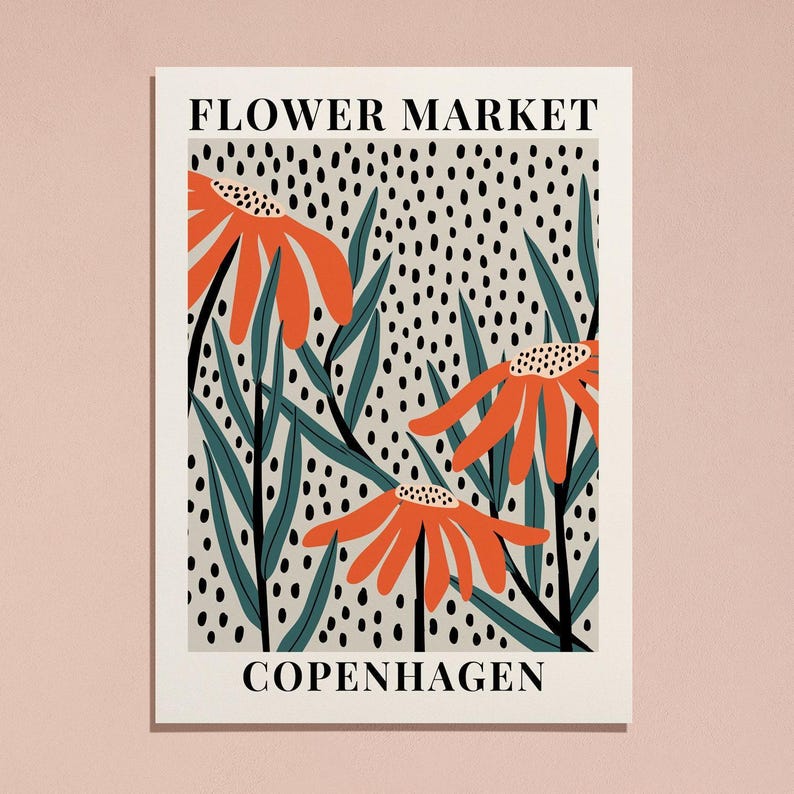 Blumenmarkt Kopenhagen: Gänseblümchen – Botanischer Kunstdruck | Frühlingsblumen-Druck, Frühlingsblumenkunst, Wildblumen-Druck, Farbenfroher Kunstdruck #FM62 Bild 5