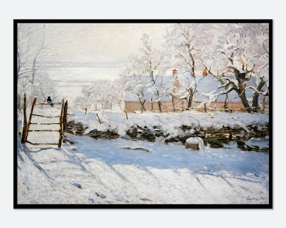 モネ「カササギ」雪景色 ヴィンテージ展覧会ポスター アートプリント