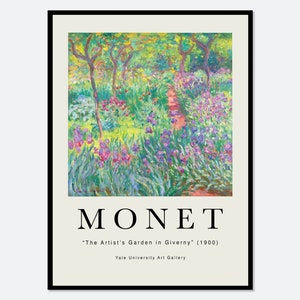 Monet The Artist’s Garden in Giverny 1900 Vintage Exhibition Poster Art Print | Colorful Print, Claude Monet Print, Monet Painting #N3