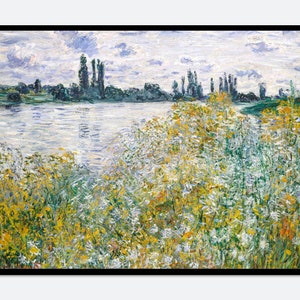 Monet Isle of Flowers on Seine near Vetheuil Vintage Exhibition Poster Art Print | Claude Monet Print, Monet Poster, Monet Painting #N46B