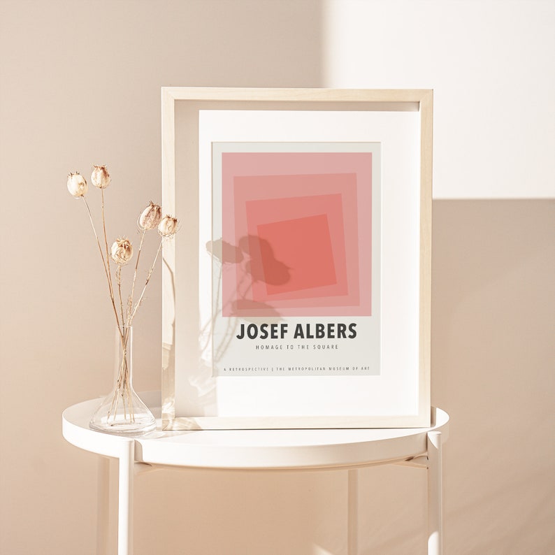 Josef Albers Squares Exhibition Art Print Mid Century Print, Albers Print, Albers Poster, Pink Poster, Geometric Minimalist Print JA01 image 7