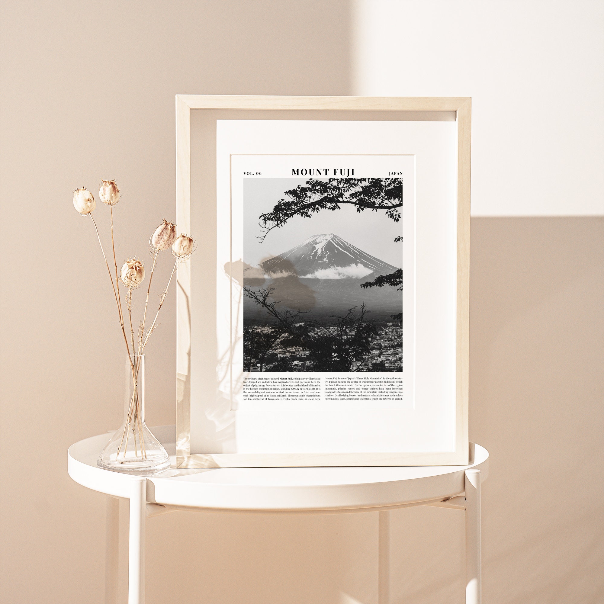 Mount Fuji Fujisan Japan Black and White Photography Travel Art